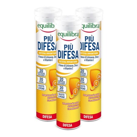 offerta a tempo: equilibra integratori alimentari più difesa integratore per la normale funzione del sistema immunitario 3 pezzi da 20 compresse effervescenti — 25% da 11,29 € a 8,47 €