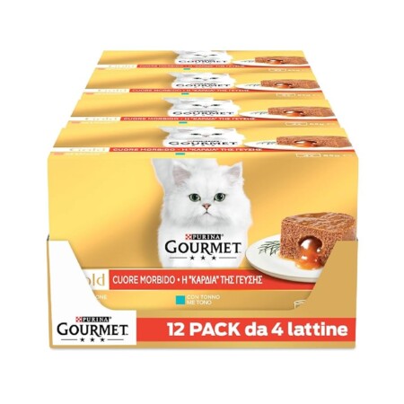 offerta a tempo: gourmet gold cuore morbido cibo umido per gatti adulti mousse con tonno e salmone — 28% da 35,88 € a 25,99 €