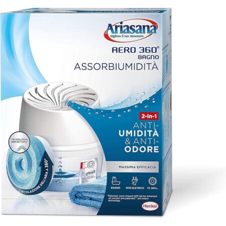 offerta a tempo: ariasana aero 360° bagno kit assorbiumidità, deumidificatore casa non elettrico — 28% da 12,90 € a 9,29 €
