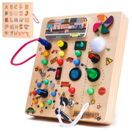 offerta a tempo: nauotk busy board in legno, giochi montessori per bambini 2 anno — 27% da 29,99 € a 21,83 €
