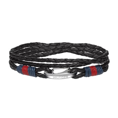 offerta a tempo: tommy hilfiger jewelry bracciale in pelle intrecciata da uomo colore nero — 15% da 35,27 € a 29,99 €