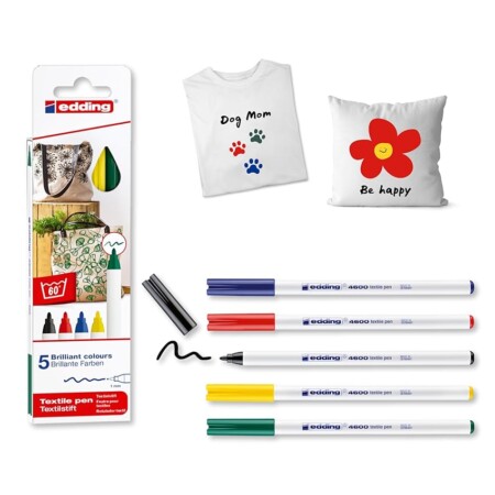 offerta a tempo: edding 4600 marcatore per tessuti per scrivere, colorare e disegnare sulla stoffa e.g. t — 33% da 7,79 € a 5,25 €