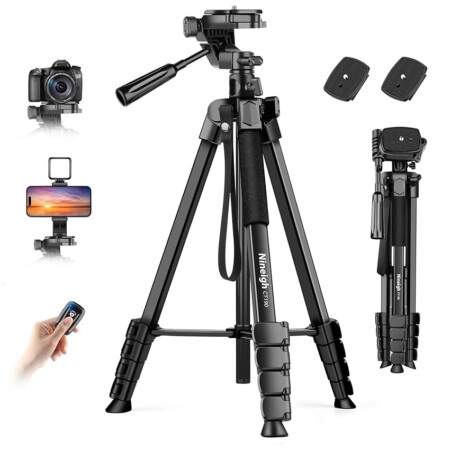 offerta a tempo: nineigh treppiede fotocamera e smartphone, 190cm treppiede in alluminio leggero con — 27% da 37,98 € a 27,67 €
