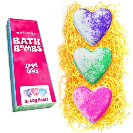 offerta a tempo: 3 x love heart value bath bomb gift set di zimpli gifts, scintillante regalo di bellezza per la spa — 17% da 5,99 € a 4,99 €