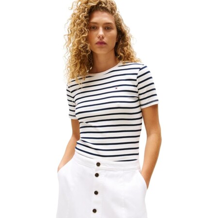 offerta a tempo: tommy hilfiger donna t shirt maniche corte slim cody scollo rotondo — 20% da 49,90 € a 39,90 €