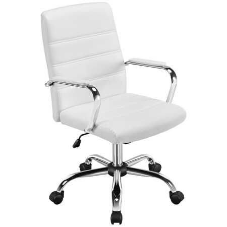 offerta a tempo: yaheetech sedia ufficio scrivania bianca ergonomica ecopelle altezza regolabile girevole — 27% da 99,99 € a 73,09 €