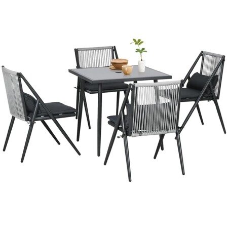 offerta a tempo: outsunny – tavolino e 4 sedie da giardino — 50% da 286,95 € a 143,47 €