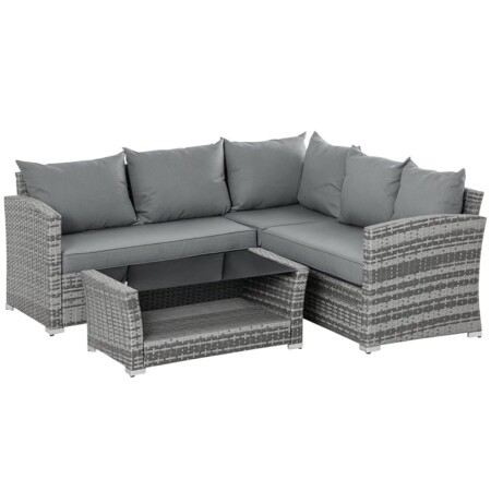 offerta a tempo: outsunny set mobili da giardino con divano angolare e tavolino — 50% da 772,95 € a 386,47 €