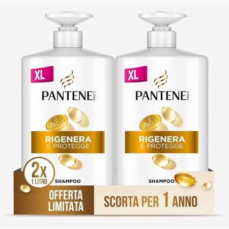 offerta a tempo: pantene pro v shampoo rigenera e protegge per capelli deboli 2 pezzi x 1l (2l) — 48% da 39,99 € a 20,99 €