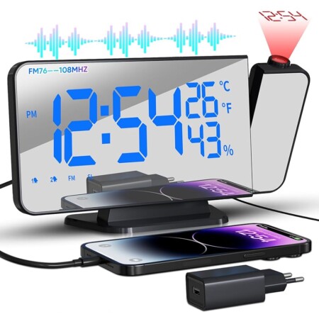 offerta a tempo: takrink sveglia con proiettore 7,5 pollici radio sveglia digitale da comodino con — 5% da 19,99 € a 18,99 €