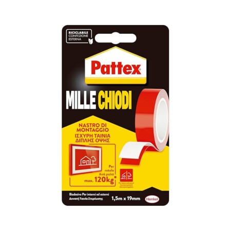 offerta a tempo: pattex millechiodi tape, nastro biadesivo extra forte per applicazioni permanenti — 21% da 7,99 € a 6,29 €