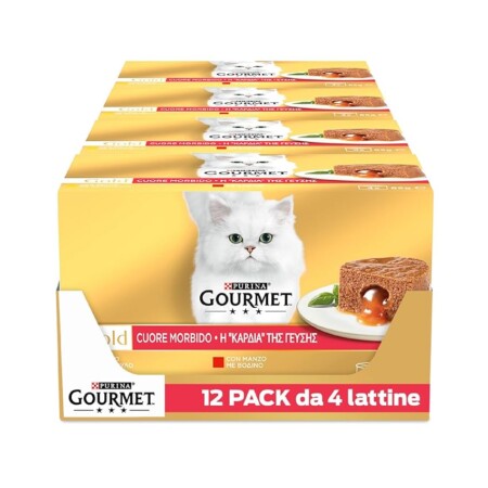 offerta a tempo: gourmet gold cuore morbido cibo umido per gatti adulti mousse con manzo e pollo — 30% da 39,02 € a 27,48 €