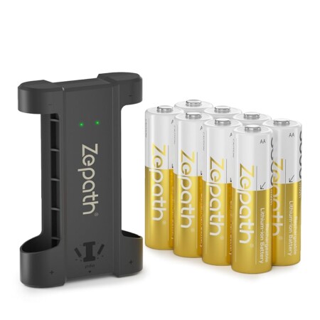 offerta a tempo: set di 8 batterie ricaricabili aa + caricabatterie — 50% da 35,99 € a 17,99 €