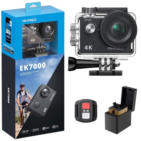 offerta a tempo: akaso ek7000 action cam 4k, fotocamera subacquea wifi 20mp — 15% da 69,99 € a 59,49 €