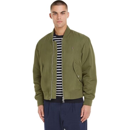 offerta a tempo: tommy hilfiger uomo giacca bomber authentic bomber con zip, verde (utility olive) — 33% da 249,90 € a 168,61 €