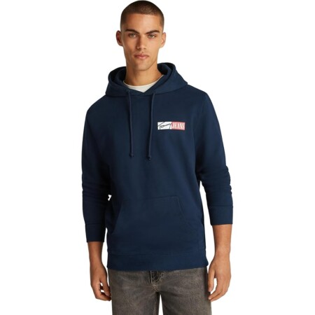 offerta a tempo: tommy jeans uomo felpa entry graphic con cappuccio, blu (dark night navy) — 19% da 89,90 € a 72,92 €