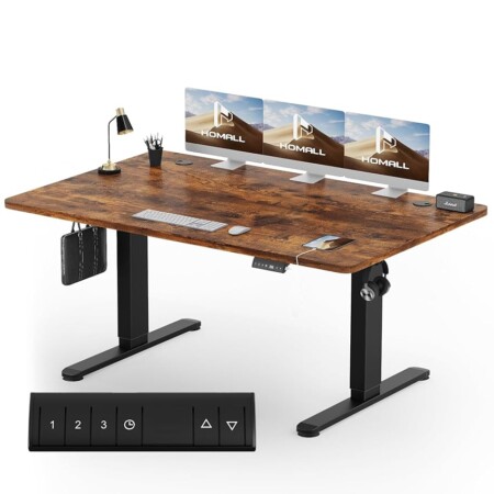 offerta a tempo: homall 160x80 cm scrivania regolabile in altezza, scrivania da ufficio con quattro sezioni — 24% da 189,99 € a 144,39 €