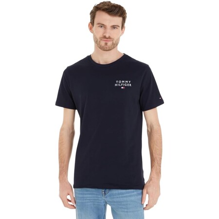 offerta a tempo: tommy hilfiger uomo t shirt maniche corte scollo rotondo, blu (desert sky) — 35% da 39,90 € a 25,80 €
