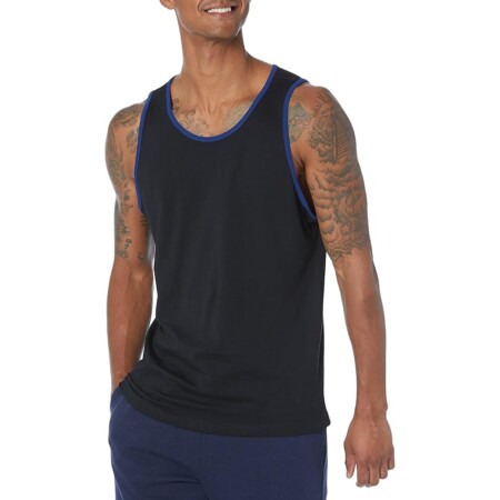 offerta a tempo: amazon essentials top a canotta regular fit uomo, blu/nero — 26% da 11,50 € a 8,53 €