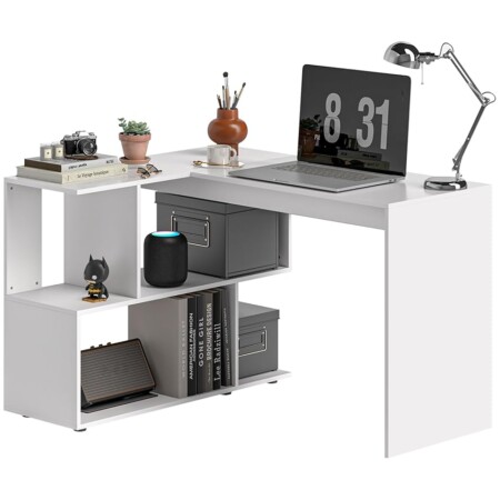 offerta a tempo: scrivania angolare per computer con 4 ripiani portaoggetti — 53% da 96,45 € a 44,97 €