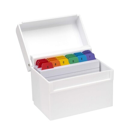 offerta a tempo: osco scatola per indice in plastica bianca lucida | regolare | divisori dalla a alla — 8% da 19,01 € a 17,43 €