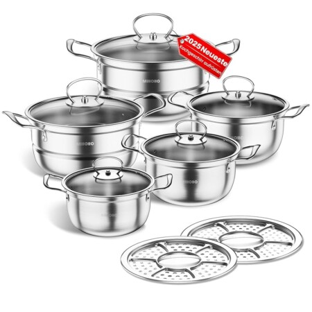 offerta a tempo: set di pentole in acciaio inox — 54% da 69,90 € a 32,00 €
