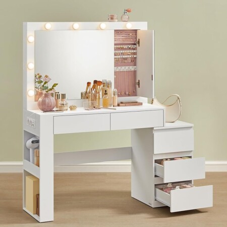 offerta a tempo: vasagle toeletta da trucco con luce led, postazione trucco con specchio — 39% da 249,99 € a 152,99 €
