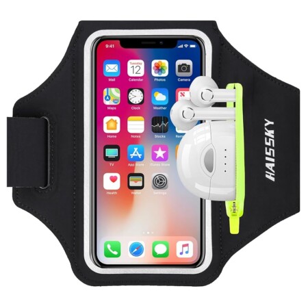 offerta a tempo: haissky fascia da braccio con borsa auricolare, fascia sportiva running porta cellulare — 10% da 14,99 € a 13,49 €