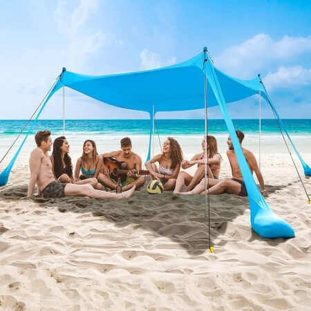 offerta a tempo: commouds tenda da spiaggia, tenda parasole spiaggia 300 x 300cm — 10% da 129,99 € a 116,99 €