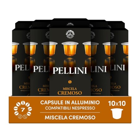 offerta a tempo: pellini cremoso, 100 capsule in alluminio compatibili nespresso — 15% da 34,99 € a 29,90 €