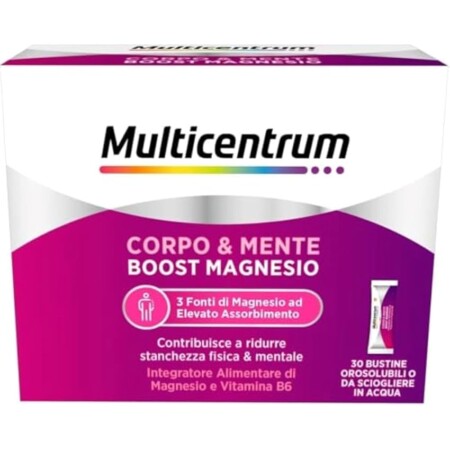 offerta a tempo: multicentrum corpo & mente boost magnesio integratore alimentare per adulti 30 bustine orosolubili — 38% da 15,90 € a 9,92 €