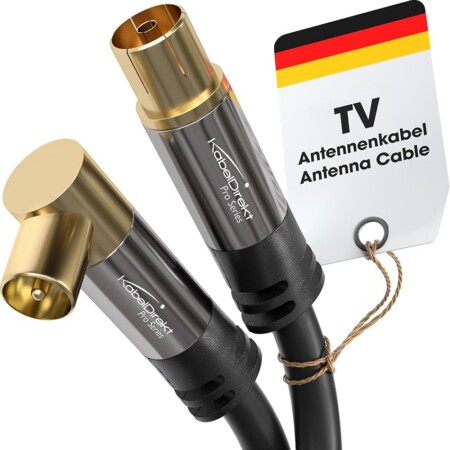 offerta a tempo: kabeldirekt – cavo antenna tv 4k, coassiale – 90° angolato/dritto – 1 m – cavo tv — 26% da 10,89 € a 8,07 €