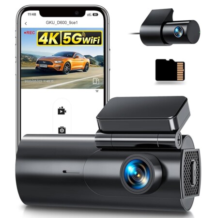 offerta a tempo: gku dash cam auto 4k+1080p, 5ghz wifi telecamera per auto con scheda sd 64g — 26% da 89,99 € a 66,49 €