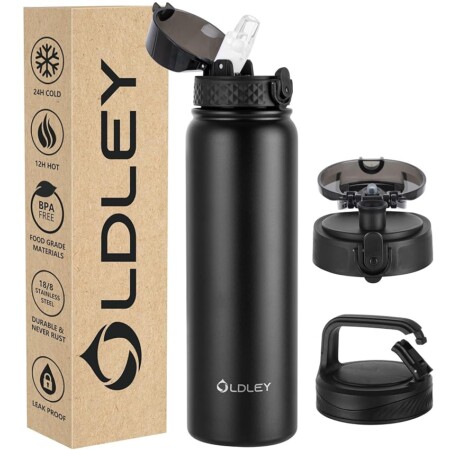 offerta a tempo: borraccia acciaio inossidabile con cannuccia 1l isolamento sottovuoto grande borraccia — 19% da 23,99 € a 19,54 €