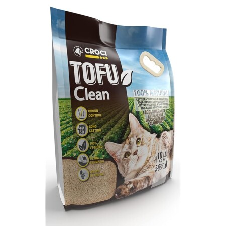 offerta a tempo: croci lettiera tofu clean 10l – lettiera gatti agglomerante, biodegradabile si getta nel wc — 36% da 17,16 € a 10,99 €