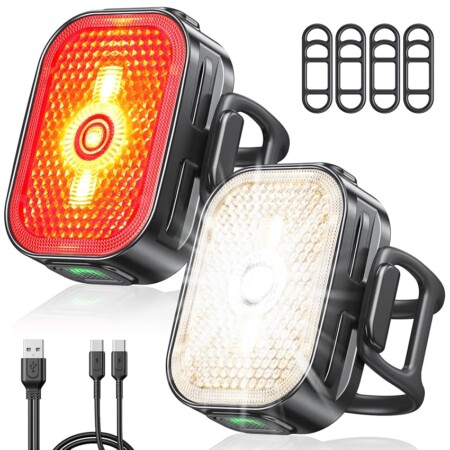 offerta a tempo: eoiwuy luci bicicletta led 2 in 1 con riflettore, 8+6 modalità luce bici anteriori & posteriori — 19% da 18,99 € a 15,29 €
