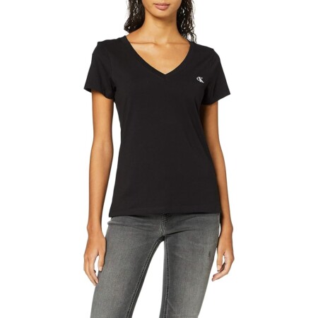 offerta a tempo: calvin klein donna t shirt maniche corte ck embroidery scollo a v — 40% da 39,90 € a 23,99 €