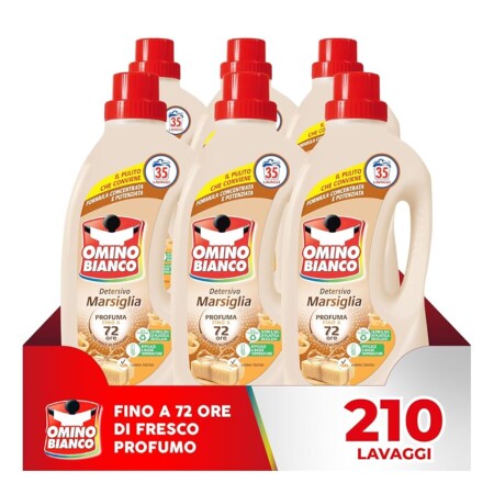 offerta a tempo: omino bianco detersivo lavatrice liquido, 210 lavaggi — 30% da 36,70 € a 25,68 €