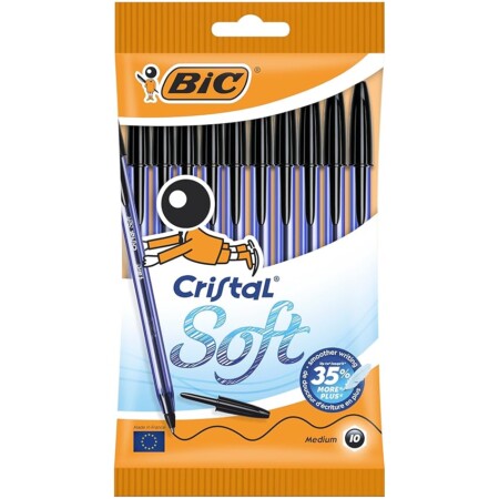 offerta a tempo: bic cristal soft, penne nere a sfera — 14% da 5,12 € a 4,39 €