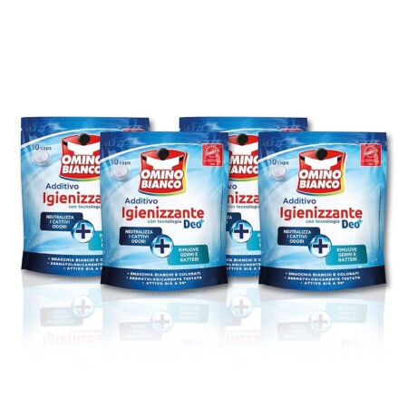 offerta a tempo: omino bianco additivo lavatrice igienizzante 40 idrocaps (4 confezioni x 10 idrocaps) — 47% da 14,90 € a 7,96 €