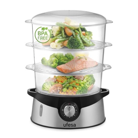 offerta a tempo: ufesa vaporiera con 3 vassoi impilabili — 42% da 59,99 € a 34,70 €