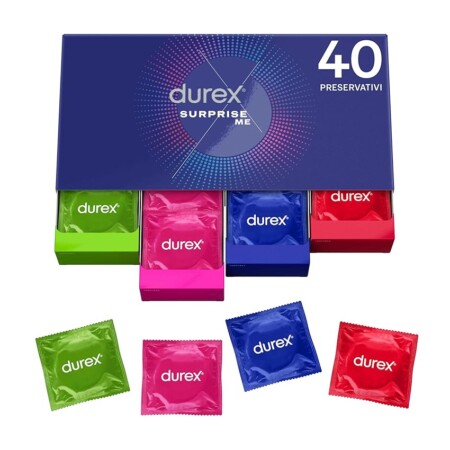 offerta a tempo: durex surprise me kit di 40 preservativi assortiti — 39% da 31,99 € a 19,49 €