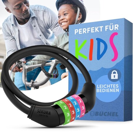 offerta a tempo: büchel lucchetto per bici bambini | colorato, senza chiave — 3% da 9,99 € a 9,65 €