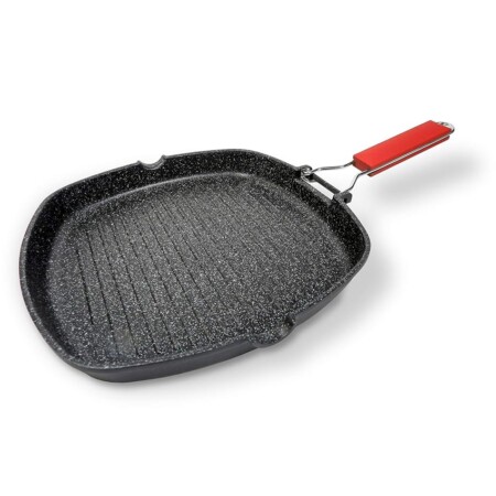offerta a tempo: moneta bistecchiera antiaderente, 28x28cm pro grill con manico pieghevole anche per induzione — 32% da 39,59 € a 26,99 €
