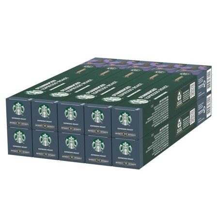 offerta a tempo: starbucks espresso roast by nespresso caffè, 10 confezioni da 10 capsule (100 capsule) — 21% da 40,90 € a 32,29 €