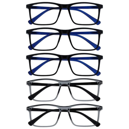 offerta a tempo: opulize ink 5 pacco occhiali da lettura grande nero grigio uomo donna cerniere molla rrrrr4 — 14% da 15,27 € a 13,18 €