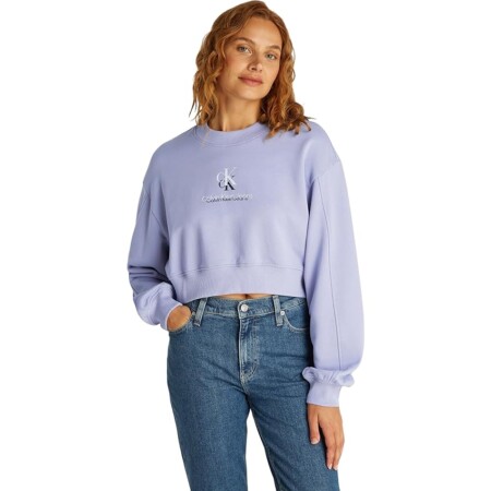 offerta a tempo: calvin klein donna felpa shadow graphic crewneck cropped, viola (persian violet) — 26% da 79,90 € a 58,78 €