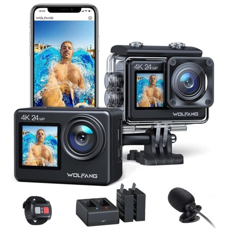 offerta a tempo: wolfang ga200 4k 24mp dual screen wi fi action camera sportiva — 25% da 94,99 € a 70,99 €