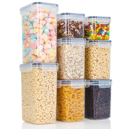 offerta a tempo: contenitori ermetici per alimenti con coperchio – set da 8 contenitori in plastica — 15% da 22,99 € a 19,54 €