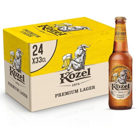 offerta a tempo: kozel birra premium lager, cassa birra con 24 birre in bottiglia da 33 cl — 20% da 28,80 € a 22,99 €